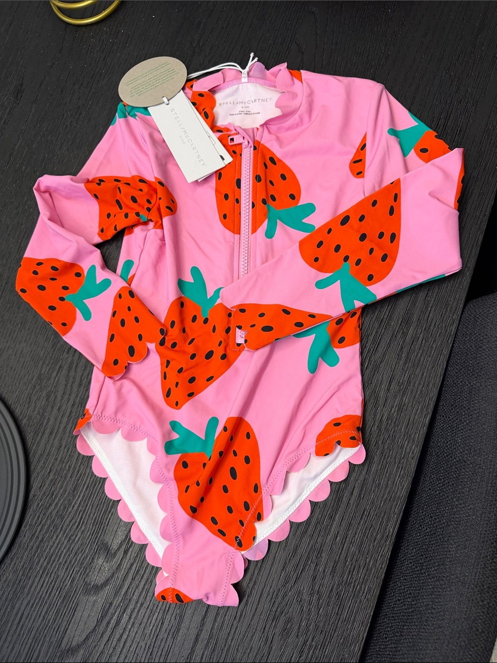 Stella McCartney Kids Pink & Red Strawberry One-Piece Swim Suit